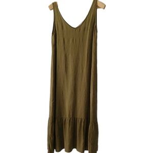 Part 2 Copenhagen Women's Dress Size 34/US 14 100% Linen Olive‎ Green Midi EUC